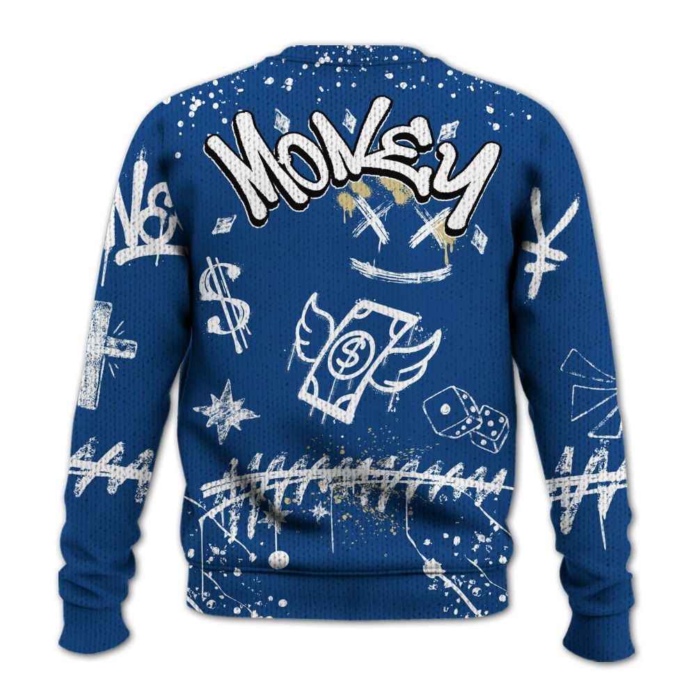 Knitted Sweater To Match Air Ship Royal Blue - Everybody Paid In Full Crayon