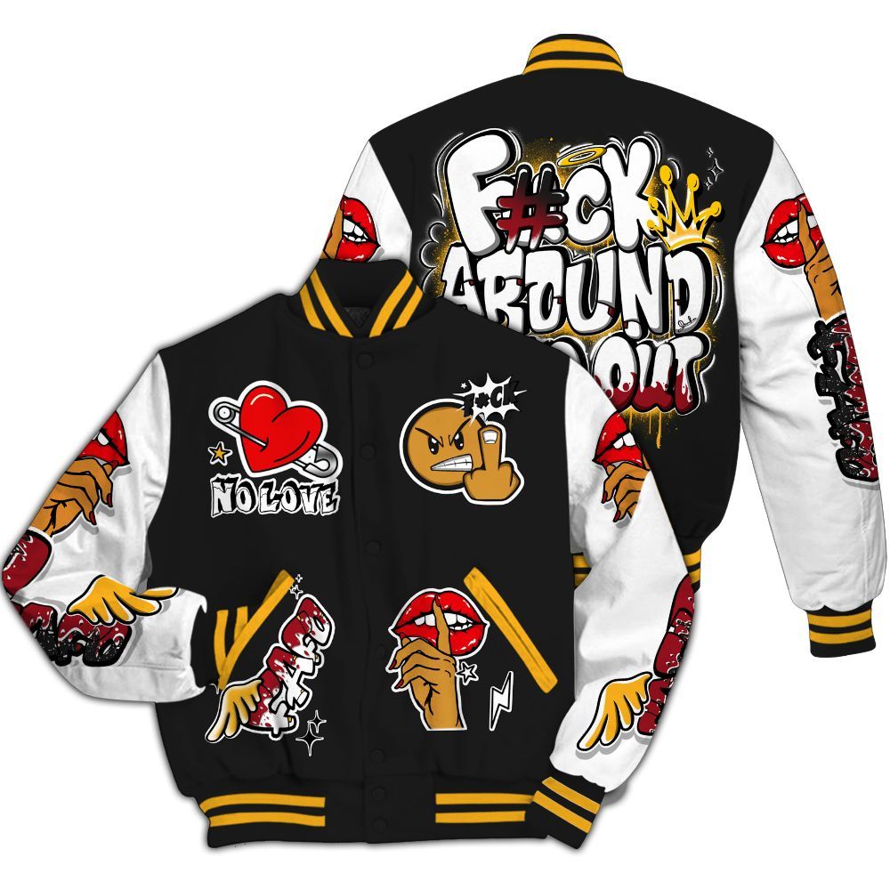 Varsity Jacket To Match White Taxi 12s - FK Around Find Out All Over Print