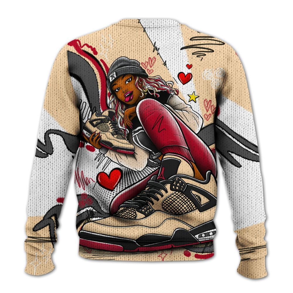 Sweater To Match Retro Pizza GS 4s - Sneaker Girl With Shoes Graphic