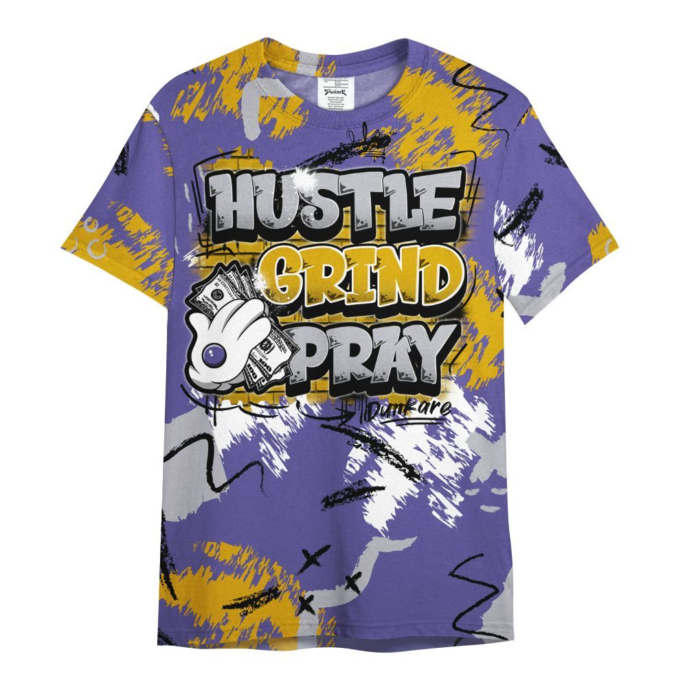 Shirt To Match Lakeshow 4s - Hustle Grind Pray Graphic Street Style All Over Print