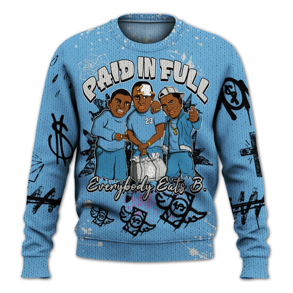 Sweater To Match SB Dunk Low University Blue - Everybody Paid In Full Crayon Graphic