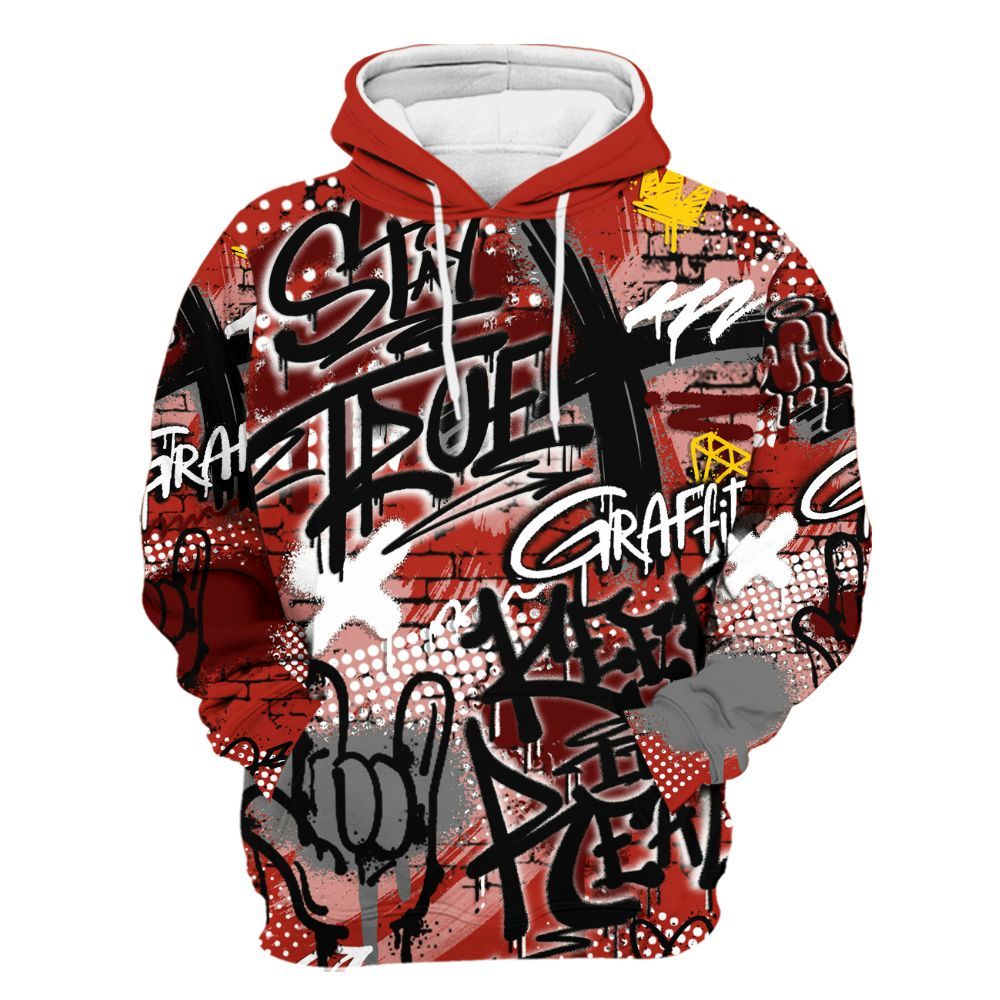 Hoodie To Match SP Firewood Orange 4s - True It Real Graffiti Streetwear All Over Print
