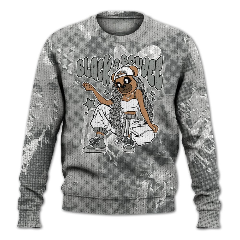 Knitted Sweater To Match Retro Wet Cement 4s - Boujee Girls Bear Heart Grunge