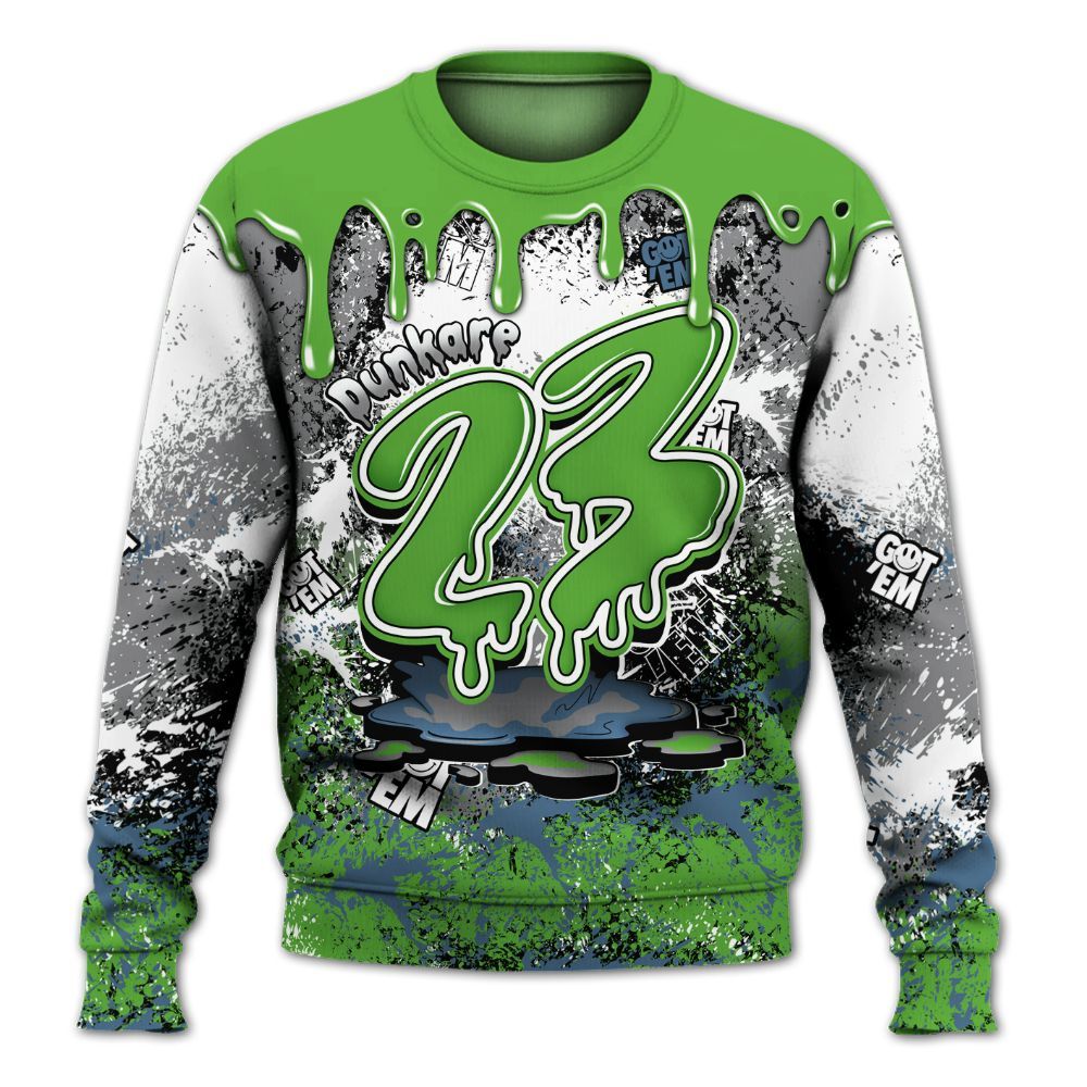 Sweatshirt To Match Retro Green Bean 5s - Dripping 23 Drip All Over Print