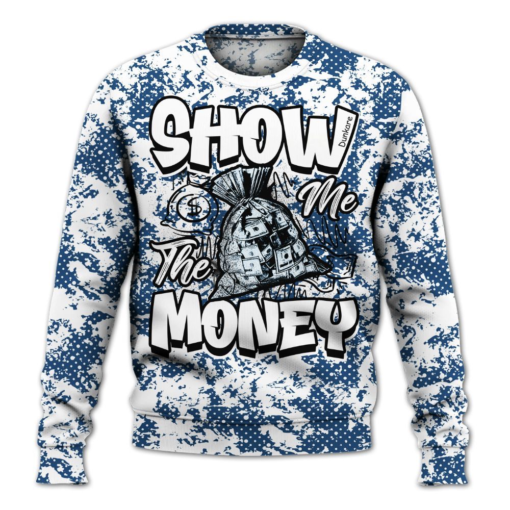 Sweatshirt To Match High OG Midnight Navy 1s - Show Me The Money Retro All Over Print
