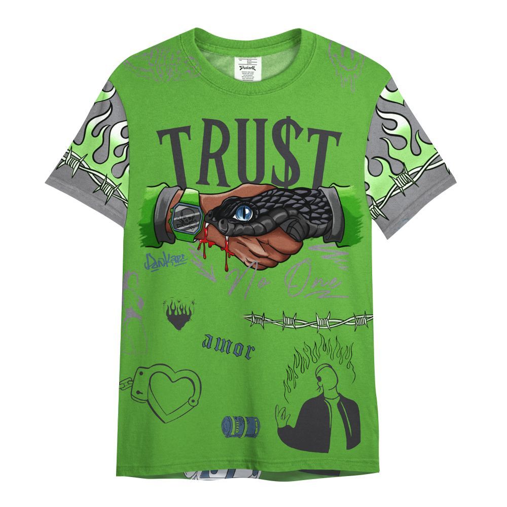 Shirt To Match Retro Green Bean 5s - Snake Trust No One All Over Print