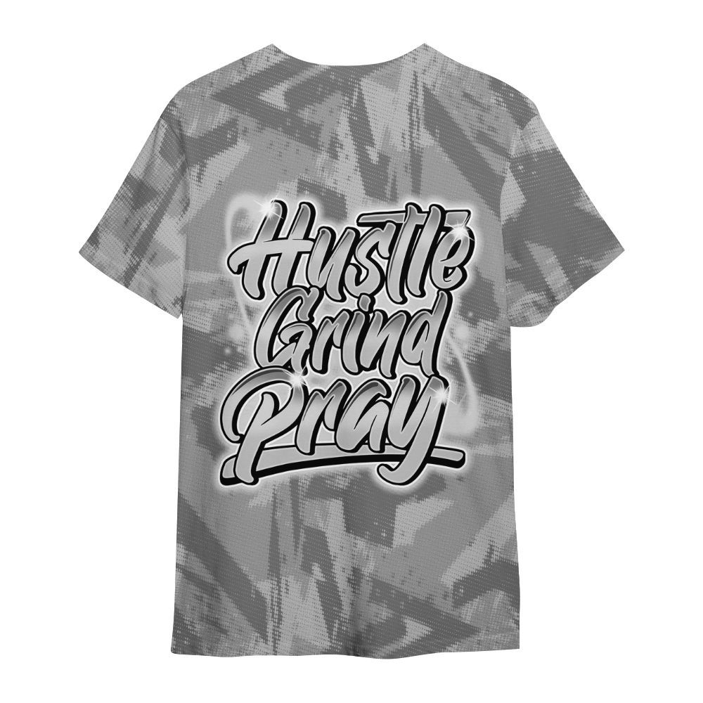 Shirt To Match Black Wolf Grey 12s - Hustles And Prayer Graphic Halftone All Over Print