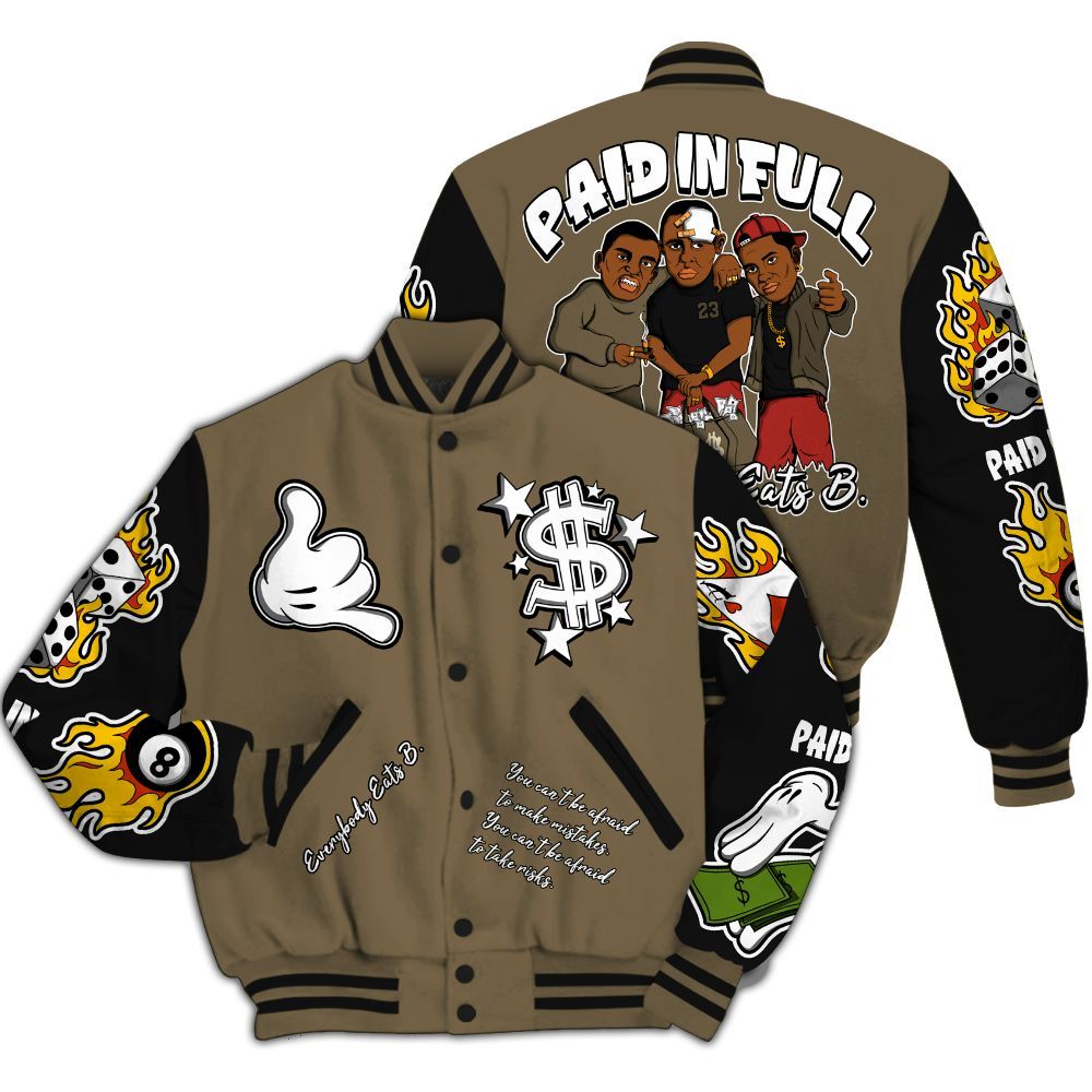 Varsity Jacket To Match Olive 9s - Everybody Paid In Full Graphic All Over Print