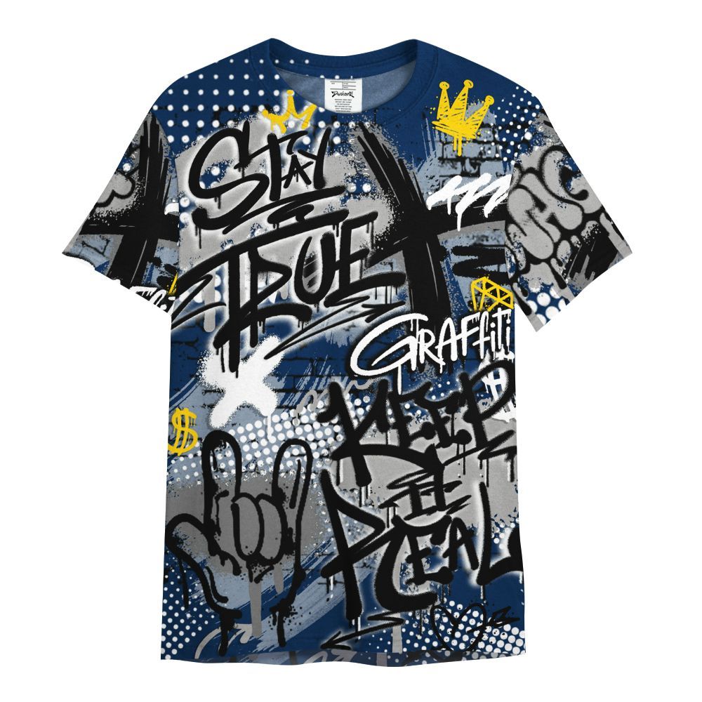 Shirt To Match SB White Navy 4s - True It Real Graffiti Streetwear All Over Print