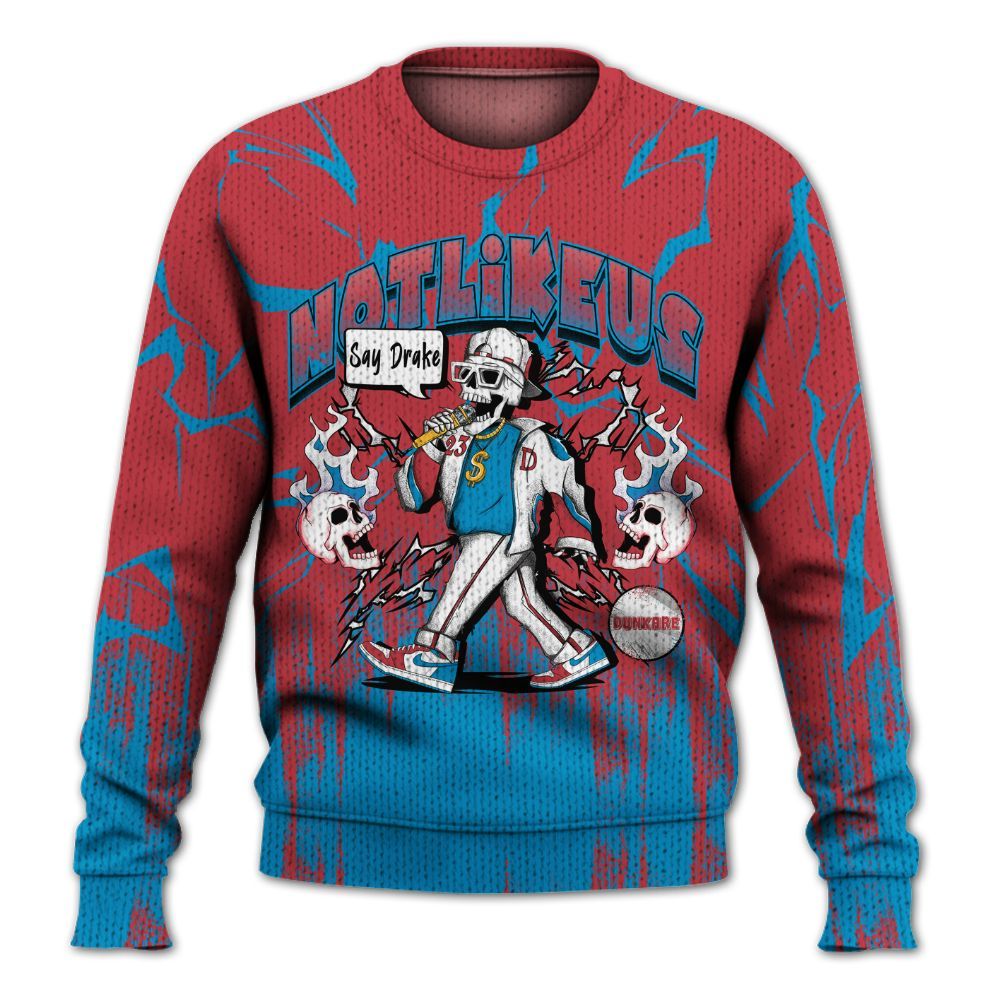 Sweater To Match High OG University Red Dark Powder Blue 1s - Don't Like Us Graphic
