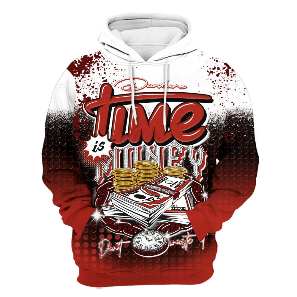 Hoodie To Match SP Firewood Orange 4s - Halftone Time Is Money All Over Print