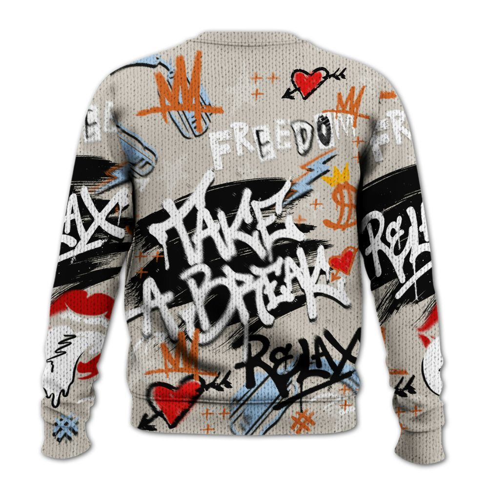 Knitted Sweater To Match SE Craft 5s - Take Break Freedom Graffiti Streetwear