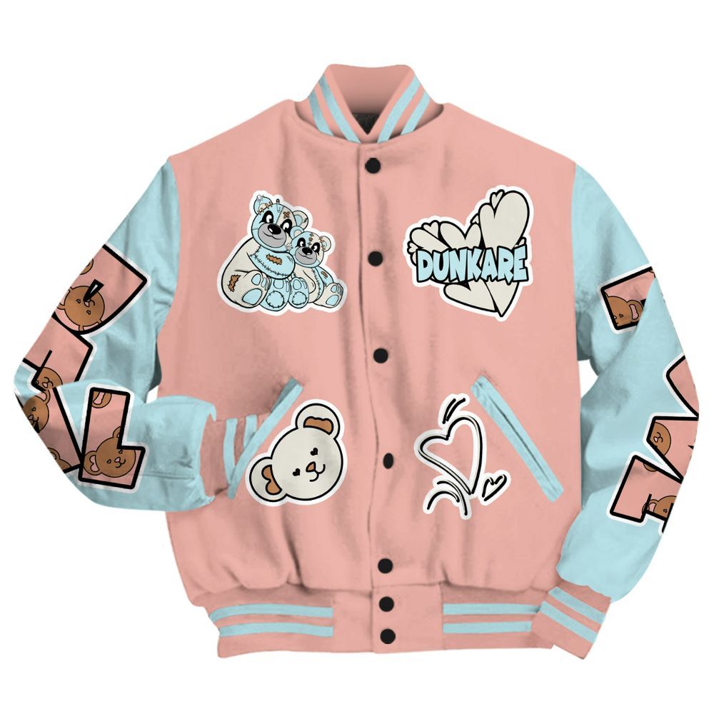 Varsity Jacket To Match Dunk Low Glacier Arctic - Sincere Fondness Bear All Over Print