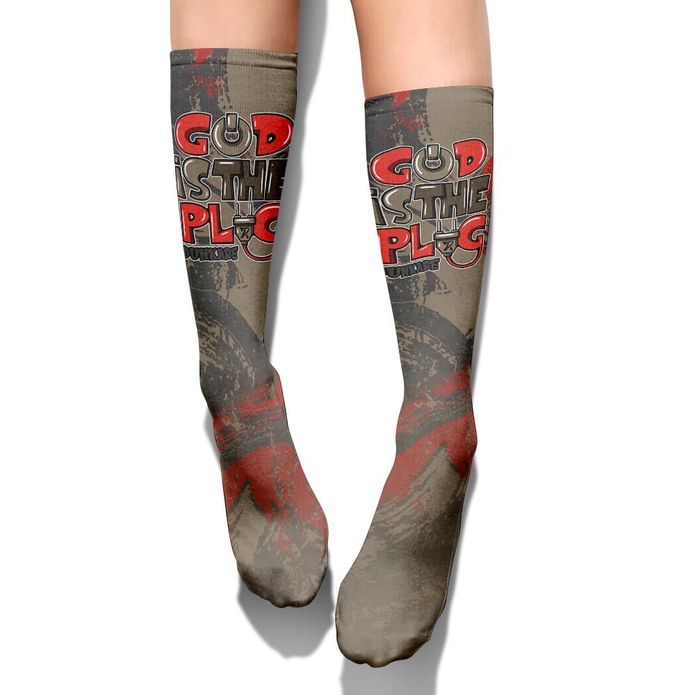 Sock To Match Olive 9s - God Is The Power Cord Circle Splash