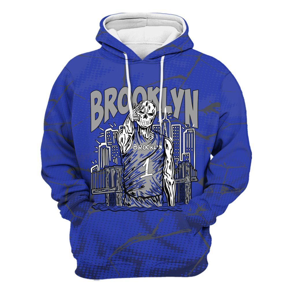 Hoodie To Match Air Max Plus Black Racer Blue - Brooklyn's Skeleton Crack All Over Print