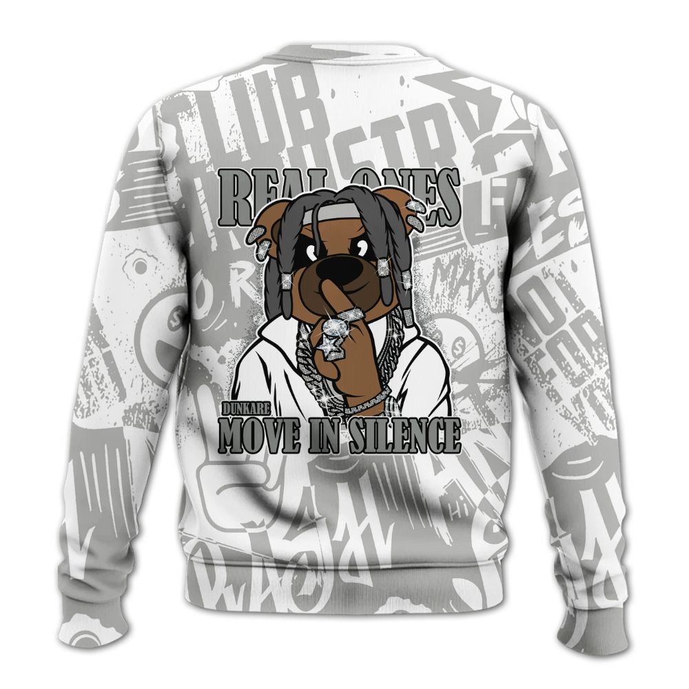 Sweatshirt To Match Paris Cement Grey 4s - Silent Achievers Bear Monogram Graffiti All Over Print