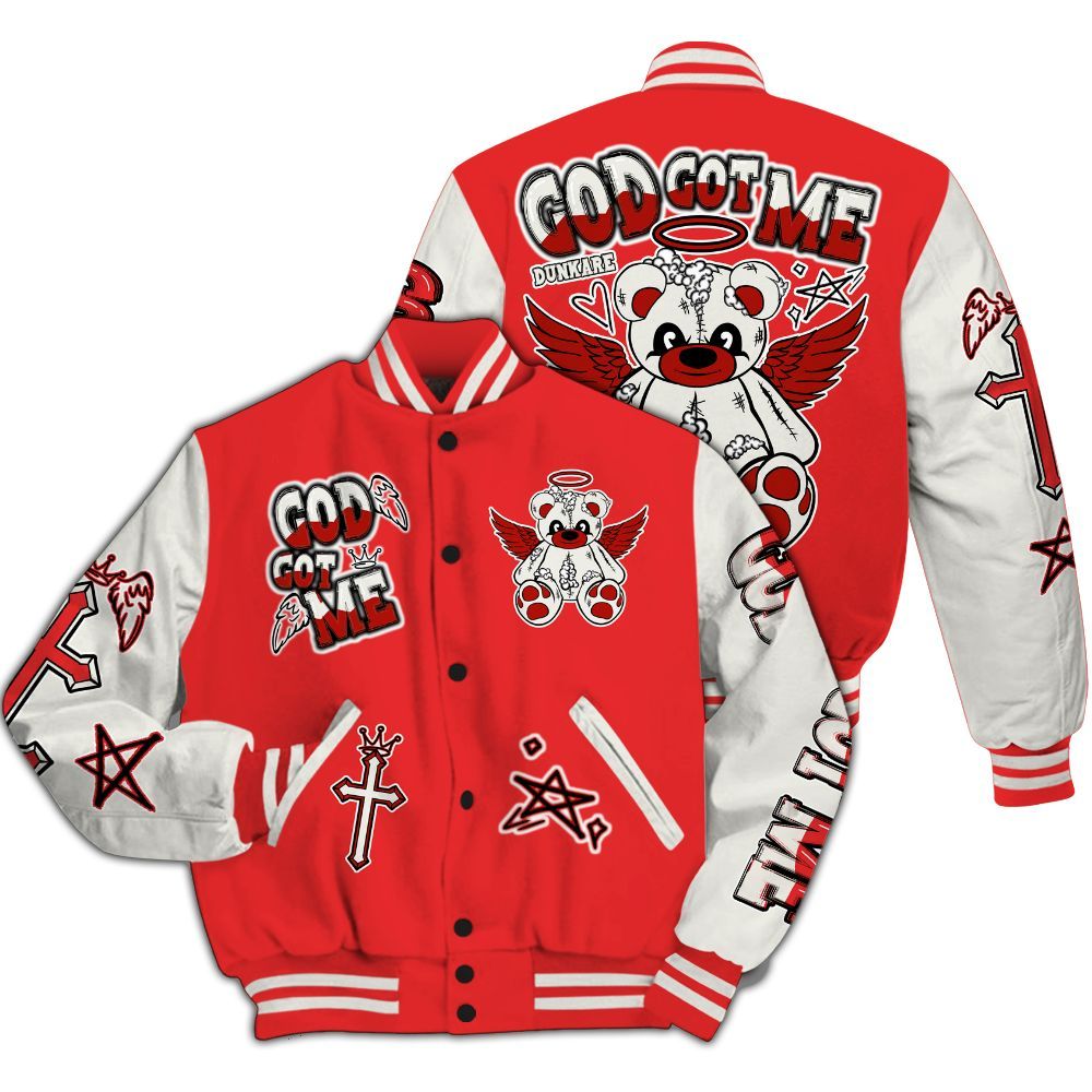 Varsity Jacket To Match Air Max 1 Jacquemus Red - Gods Guides Me Bear All Over Print