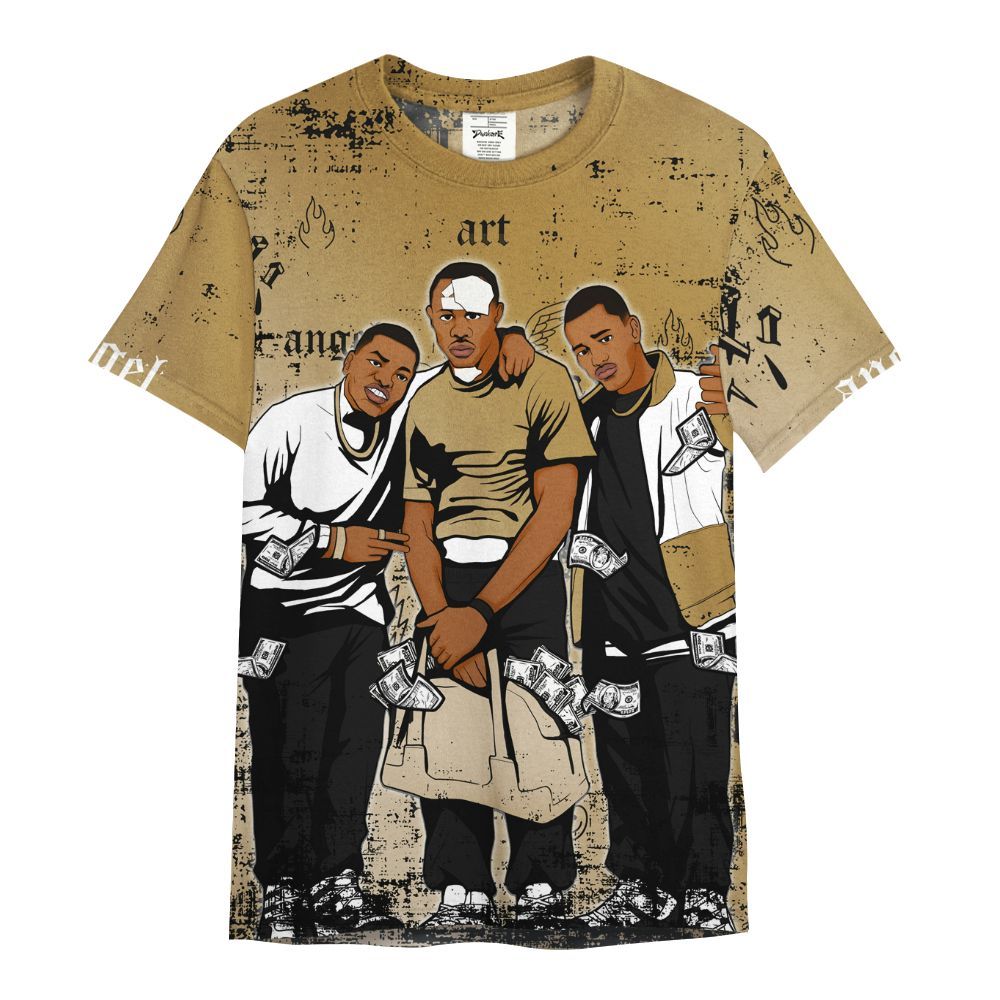 Shirt To Match Max 96 Low Black White Gold - Paid In Full Money All Over Print