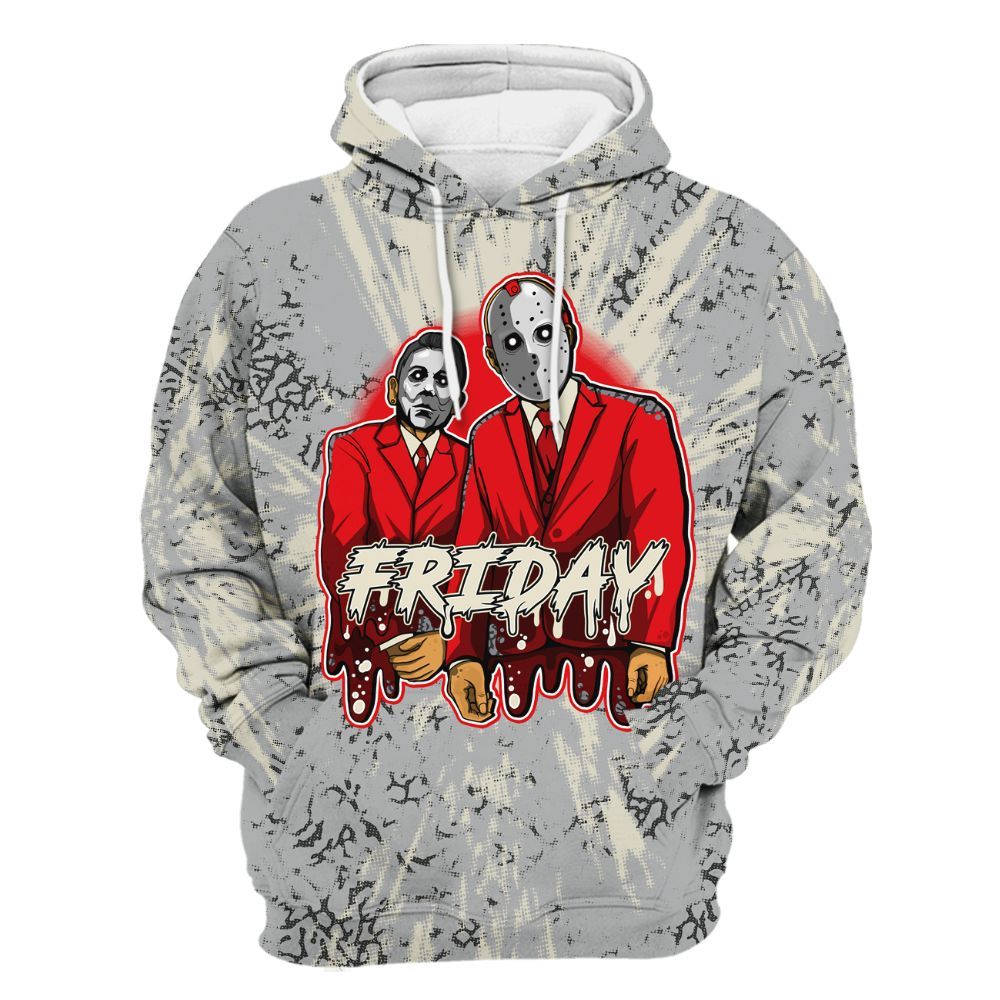 Hoodie To Match Cement Grey 3s - Friday Halloween Graphic Luxury All Over Print
