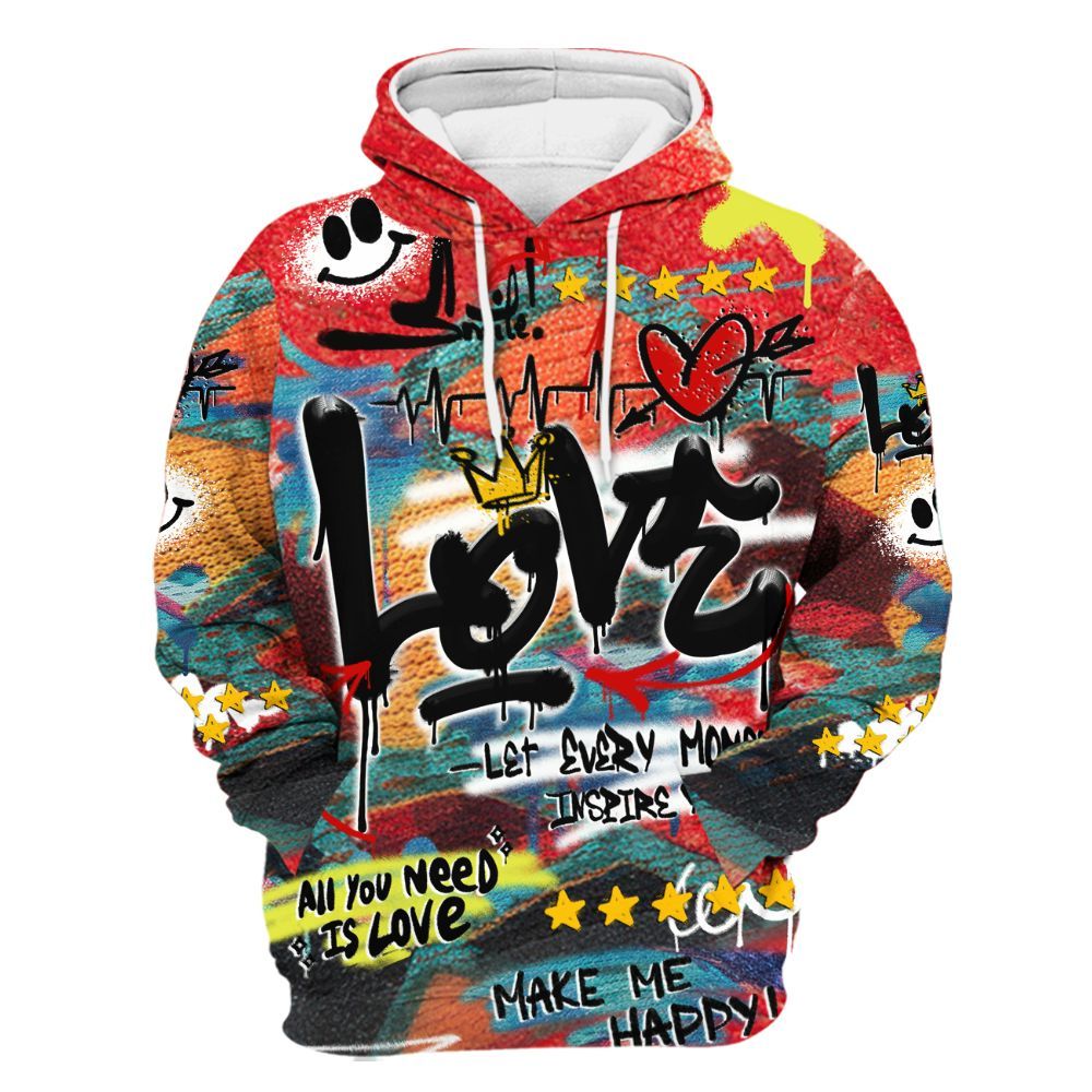Hoodie To Match Kobe 8 What The - Happy Love Beats Graffiti Streetwear All Over Print
