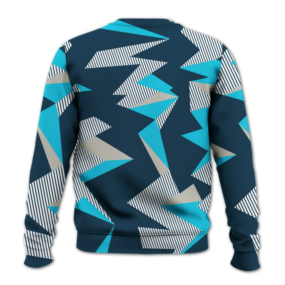 Sweatshirt To Match Air Navy Baltic Blue - Geometric Camouflage Pattern All Over Print
