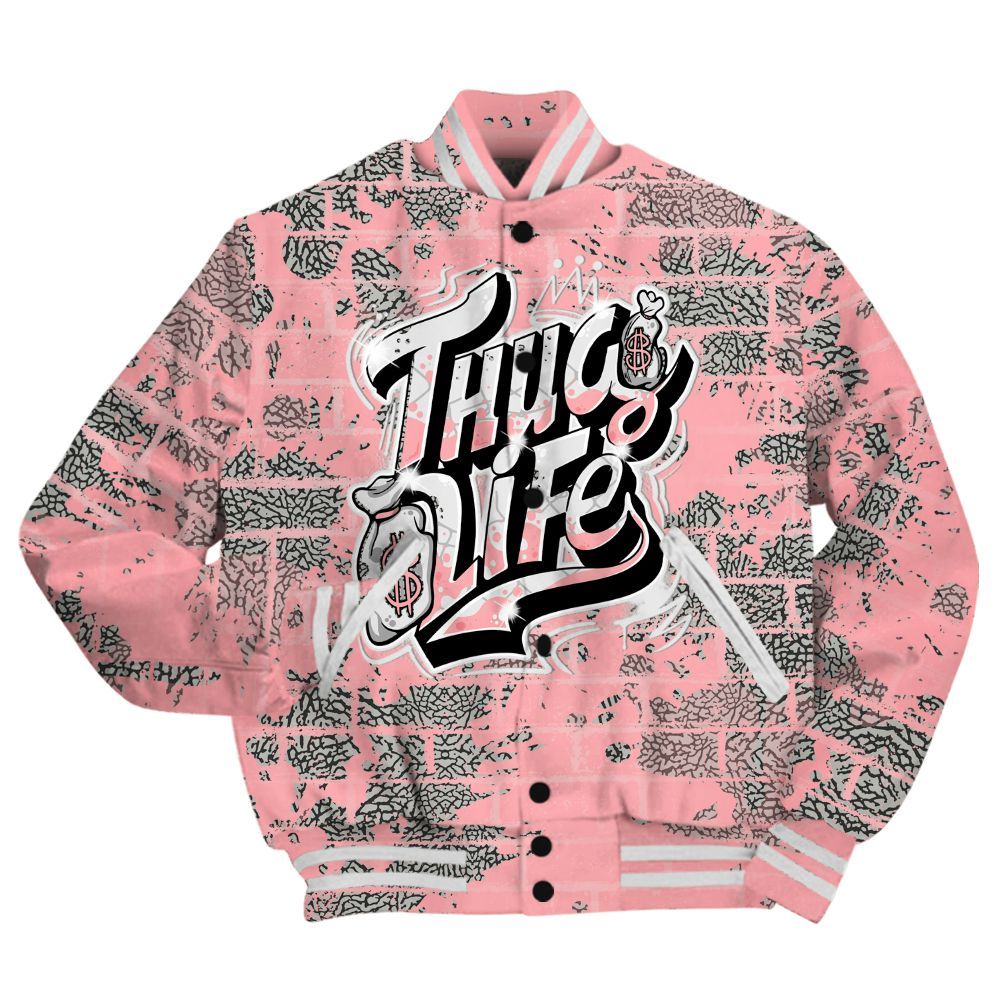 Varsity Jacket To Match Retro Wings 3s Shirt - Free Thug Living Graphic Brick Art All Over Print