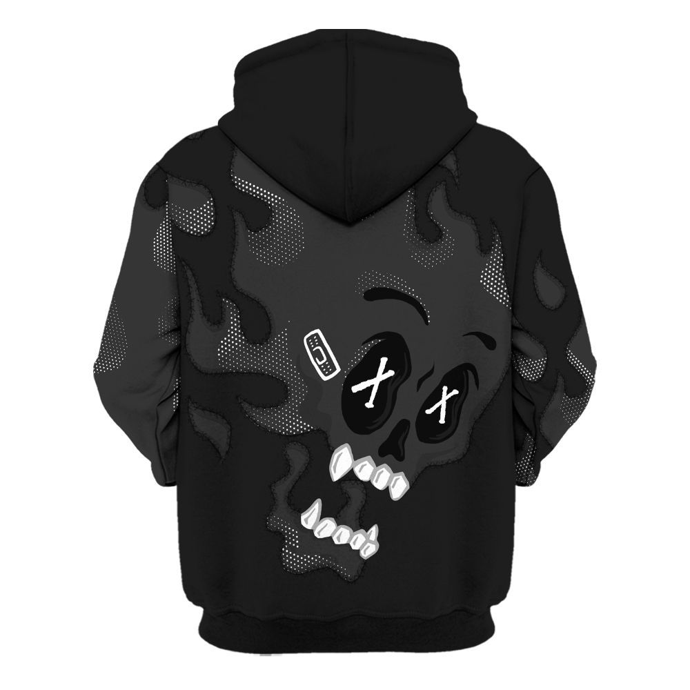 Hoodie To Match White Thunder 4s - All Hustle No Lucky Skull All Over Print