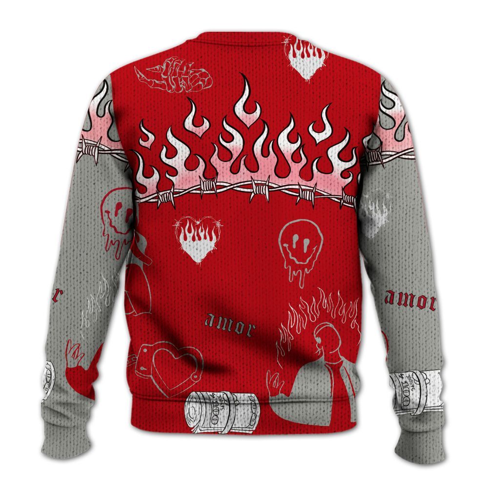 Knitted Sweater To Match Air Griffey Max Gray Reds 1s - Snake Trust No One