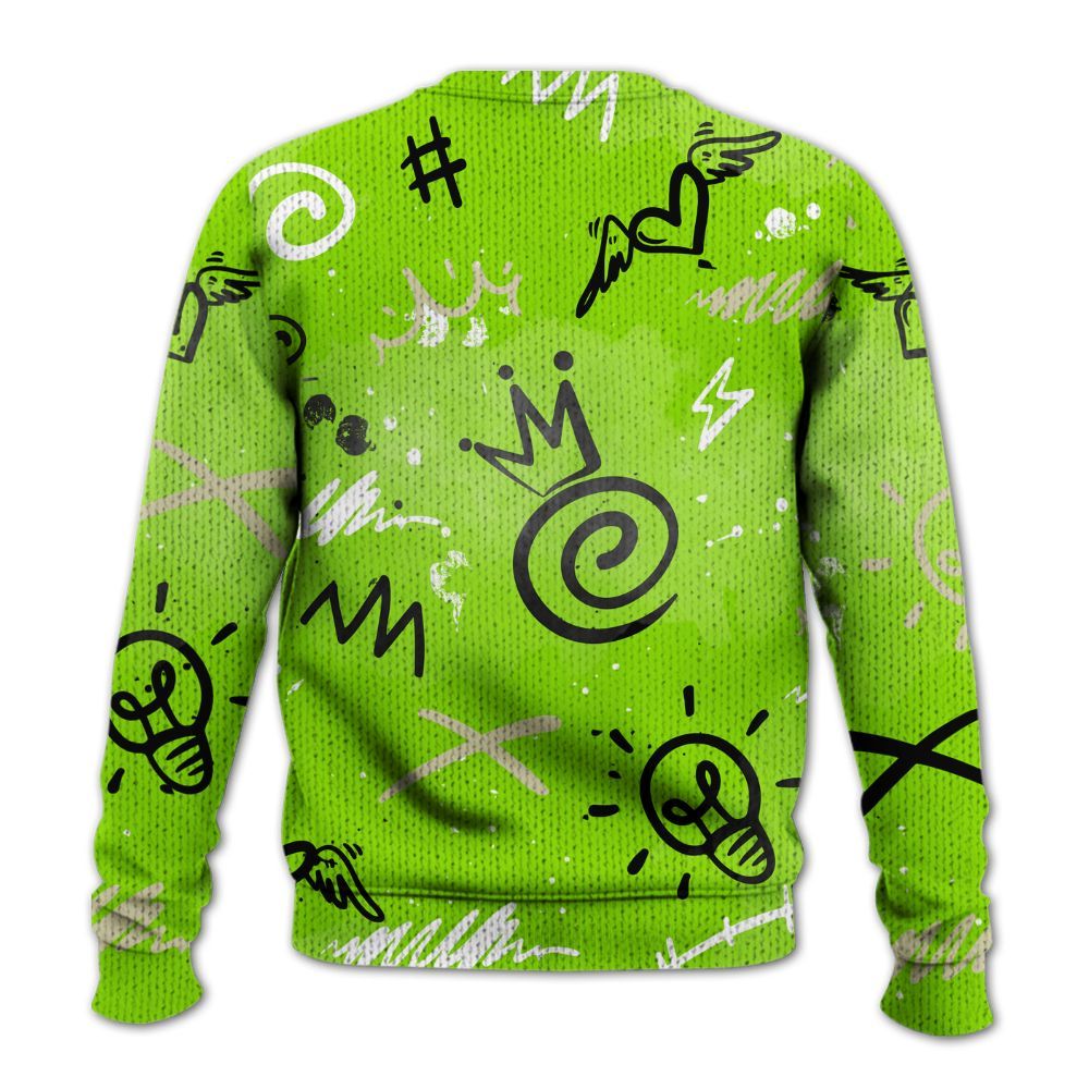 Knitted Sweater To Match Electric Green 6s - Drip Been Di2ferent