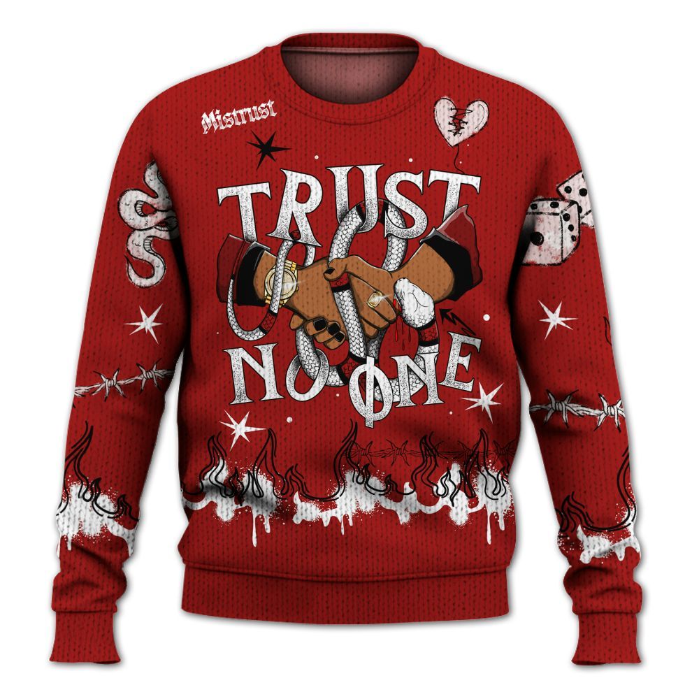 Knitted Sweater To Match Red Taxi 12s - Trust No One Snake-Bite Doodle Crayon