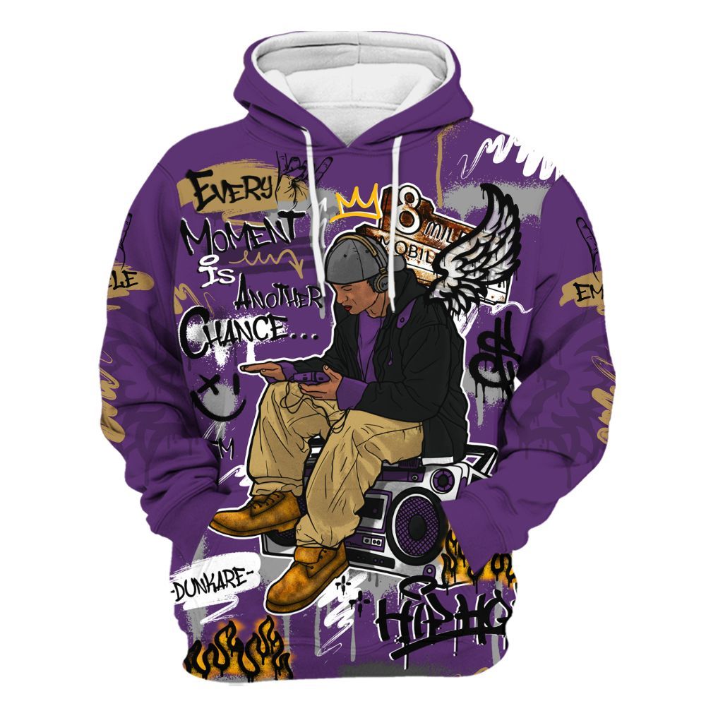 Hoodie To Match Air Diamond Turf Ravens - 8Mile Movie Graffiti All Over Print