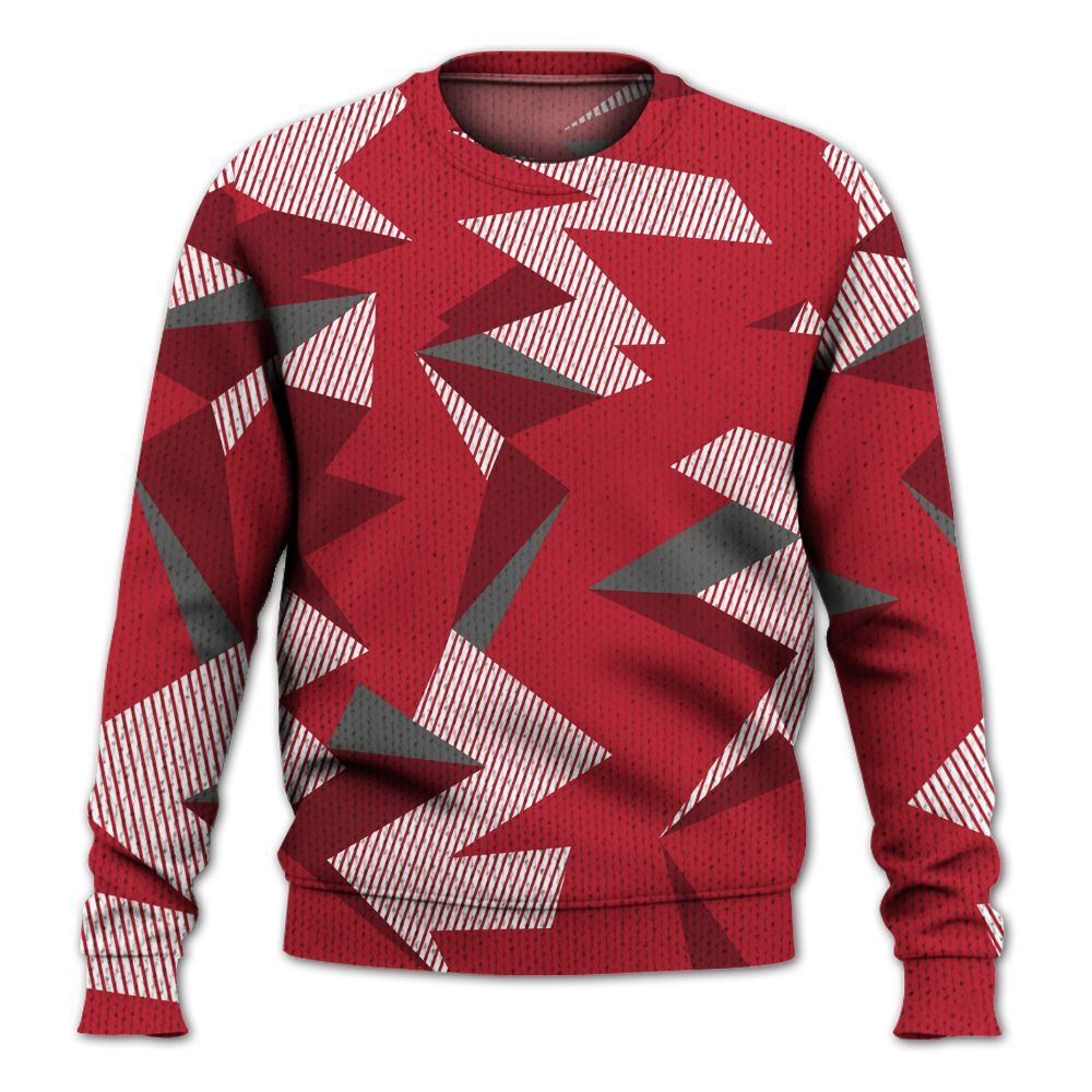 Knitted Sweater To Match Red Flint 13s - Geometric Camouflage Pattern