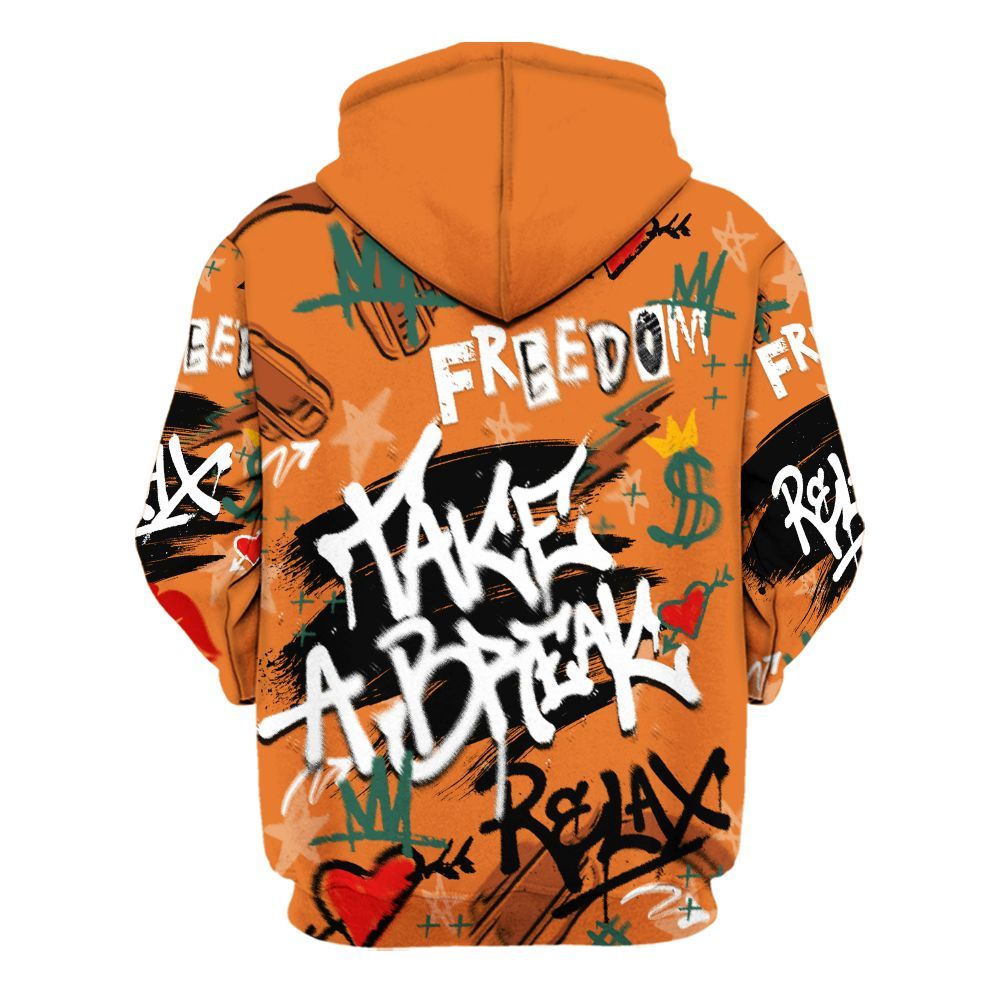 Hoodie To Match Dunk Low Ceramic - Take Break Freedom Graffiti Streetwear All Over Print