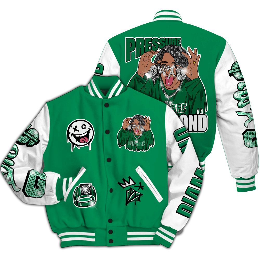 Varsity Jacket To Match Mid Lucky Green 1s - Pressures Makes Varsity Jacket To Match All Over Print
