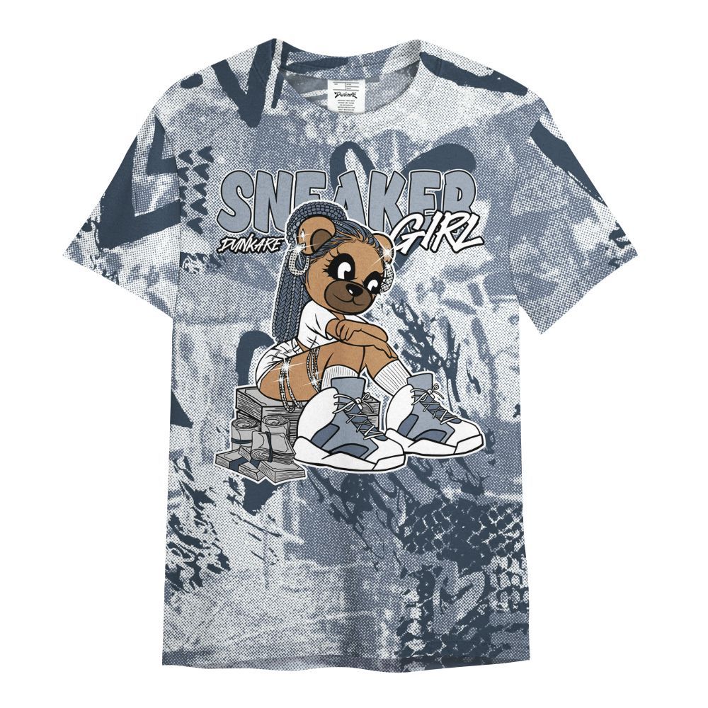 Shirt To Match Low Diffused Blue 11s - Sneaker Girl Bear Heart Grunge All Over Print