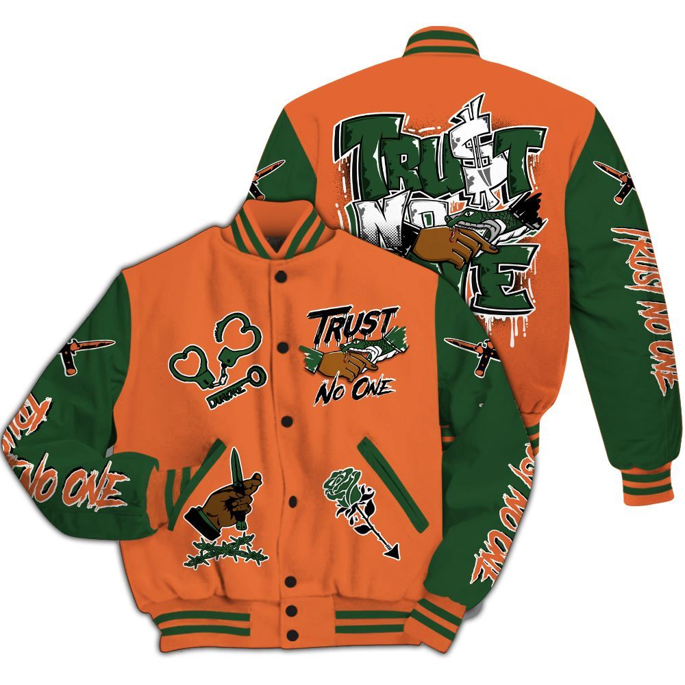 Varsity Jacket To Match Low Miami 5s - Trust No One Dripping All Over Print