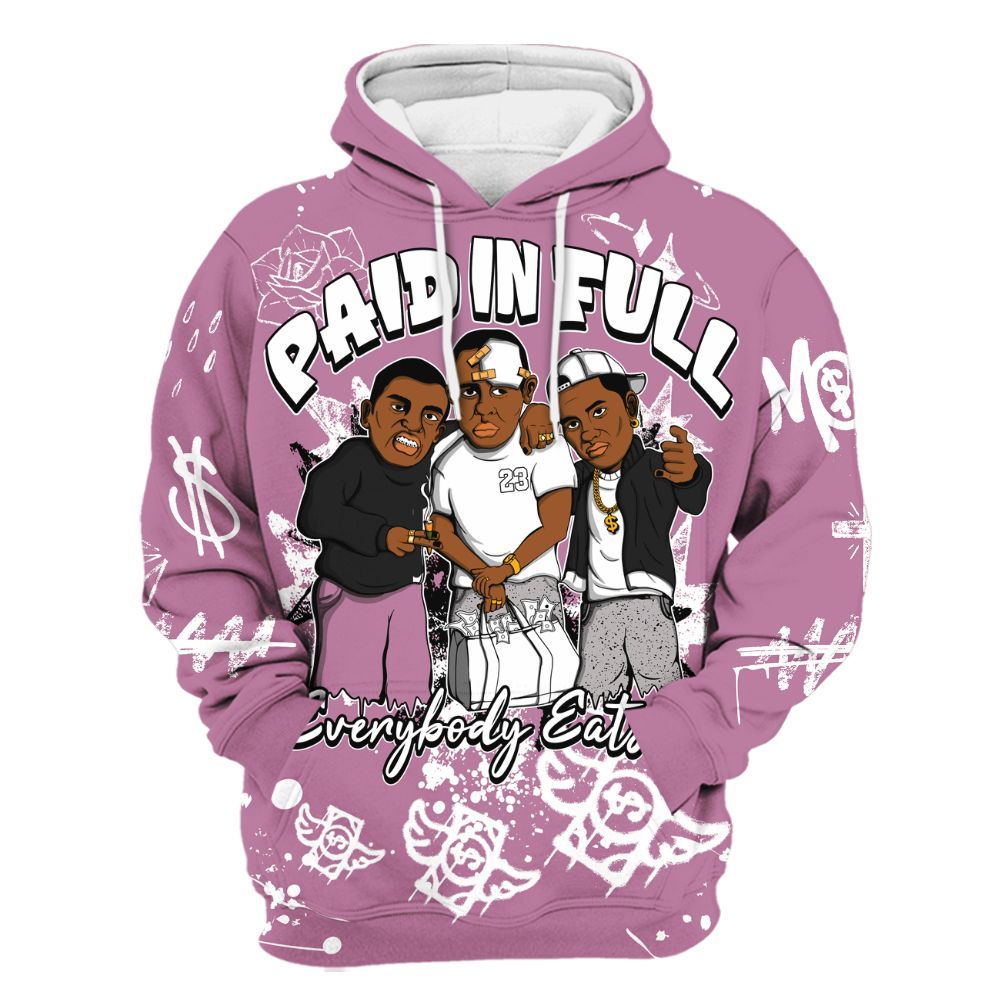 Hoodie To Match Neutral Grey Black White Orchid 4s - Everybody Paid In Full Crayon All Over Print
