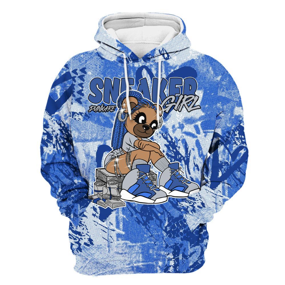 Hoodie To Match Air Foamposite One Royal - Sneaker Girl Bear Heart Grunge All Over Print