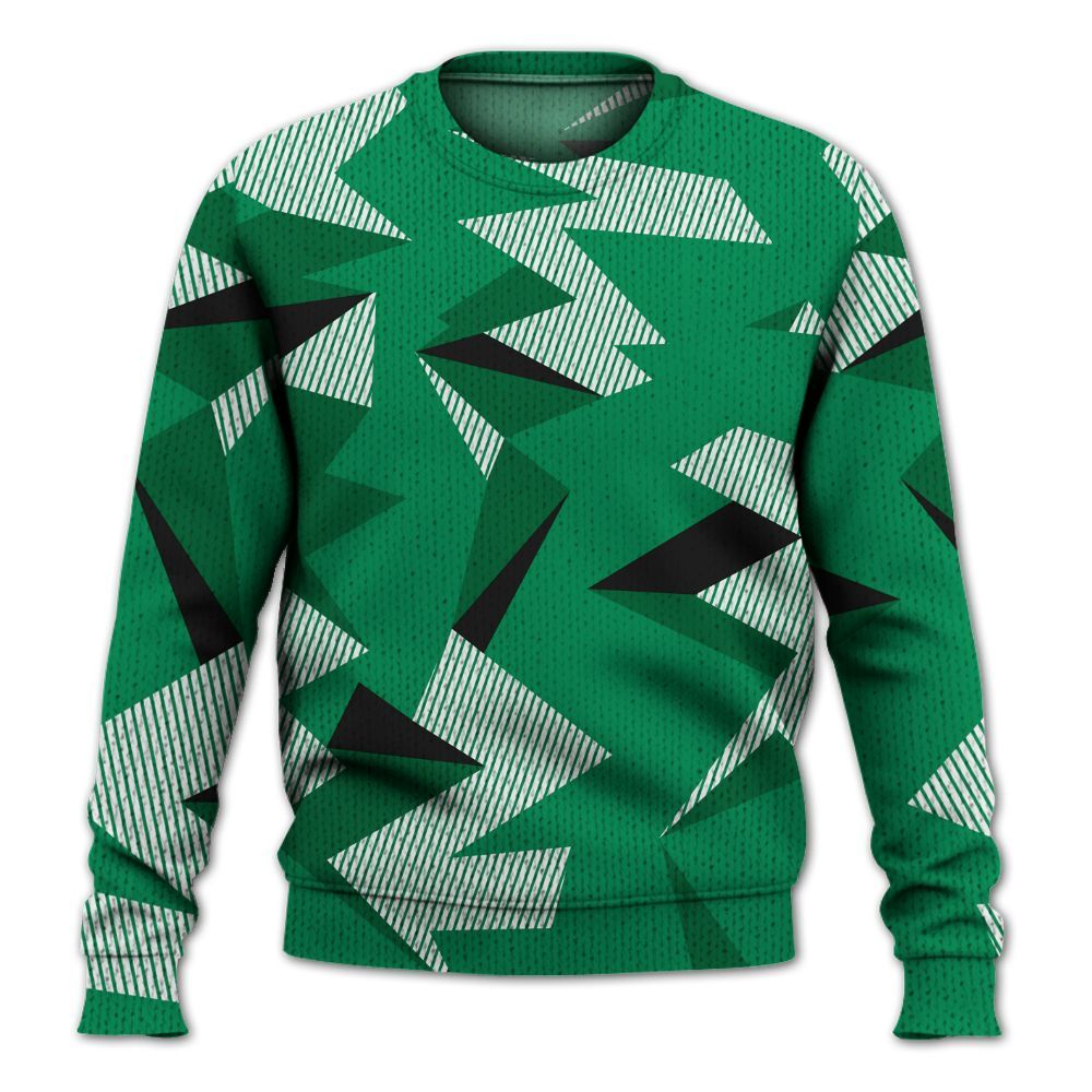 Knitted Sweater To Match Mid Lucky Green 1s - Geometric Camouflage Pattern