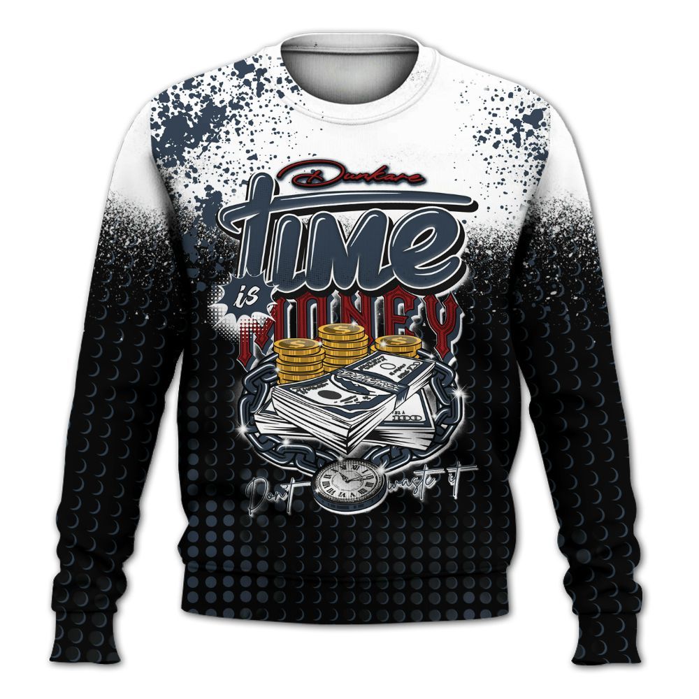 Sweatshirt To Match Navy Blue 2024 6s - Halftone Time Is Money All Over Print