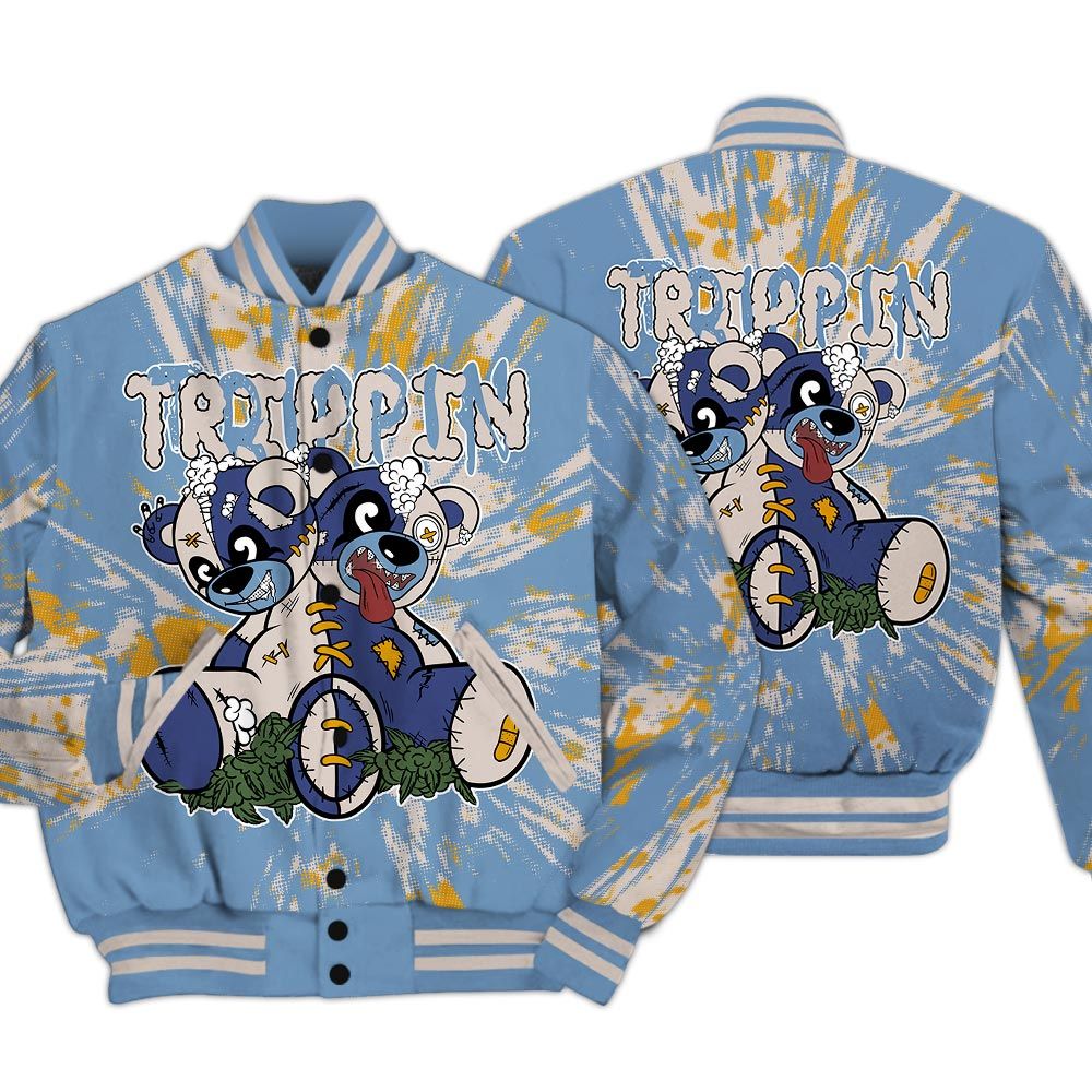 Varsity Jacket To Match High OG First In Flight 1s - Trippin Bear Luxury Varsity Jacket Unisex