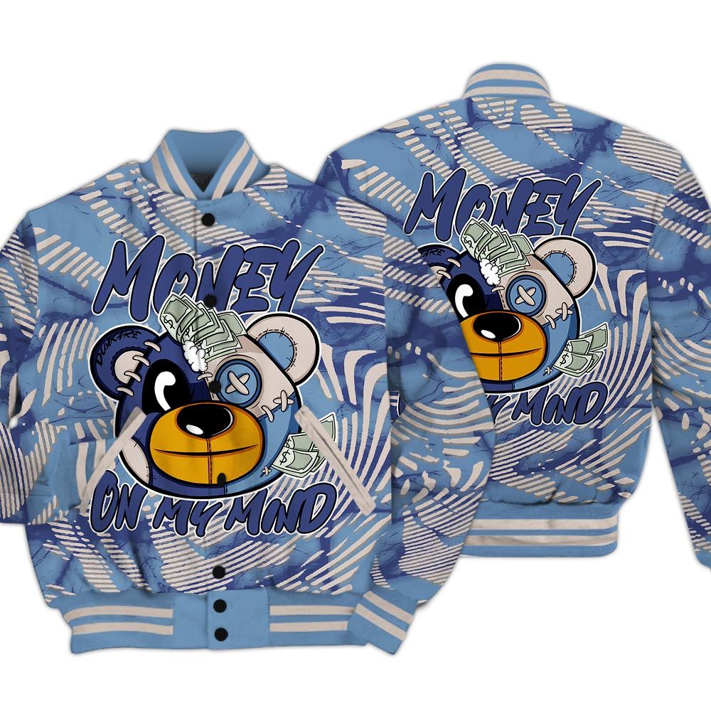 Varsity Jacket To Match High OG First In Flight 1s - Money On My Mind Bear Fume Varsity Jacket Unisex
