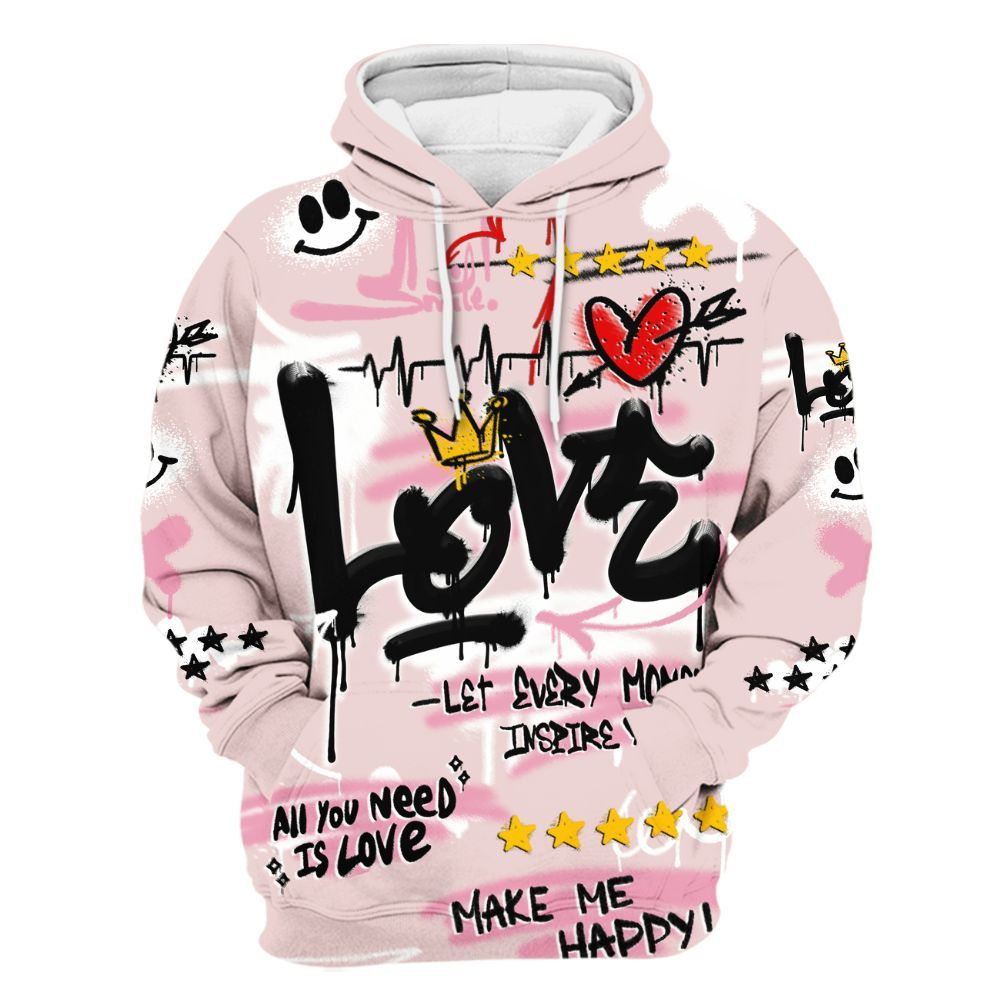 Hoodie To Match Dunk Low KD 17 Aunt Pearl - Happy Love Beats Graffiti Streetwear All Over Print