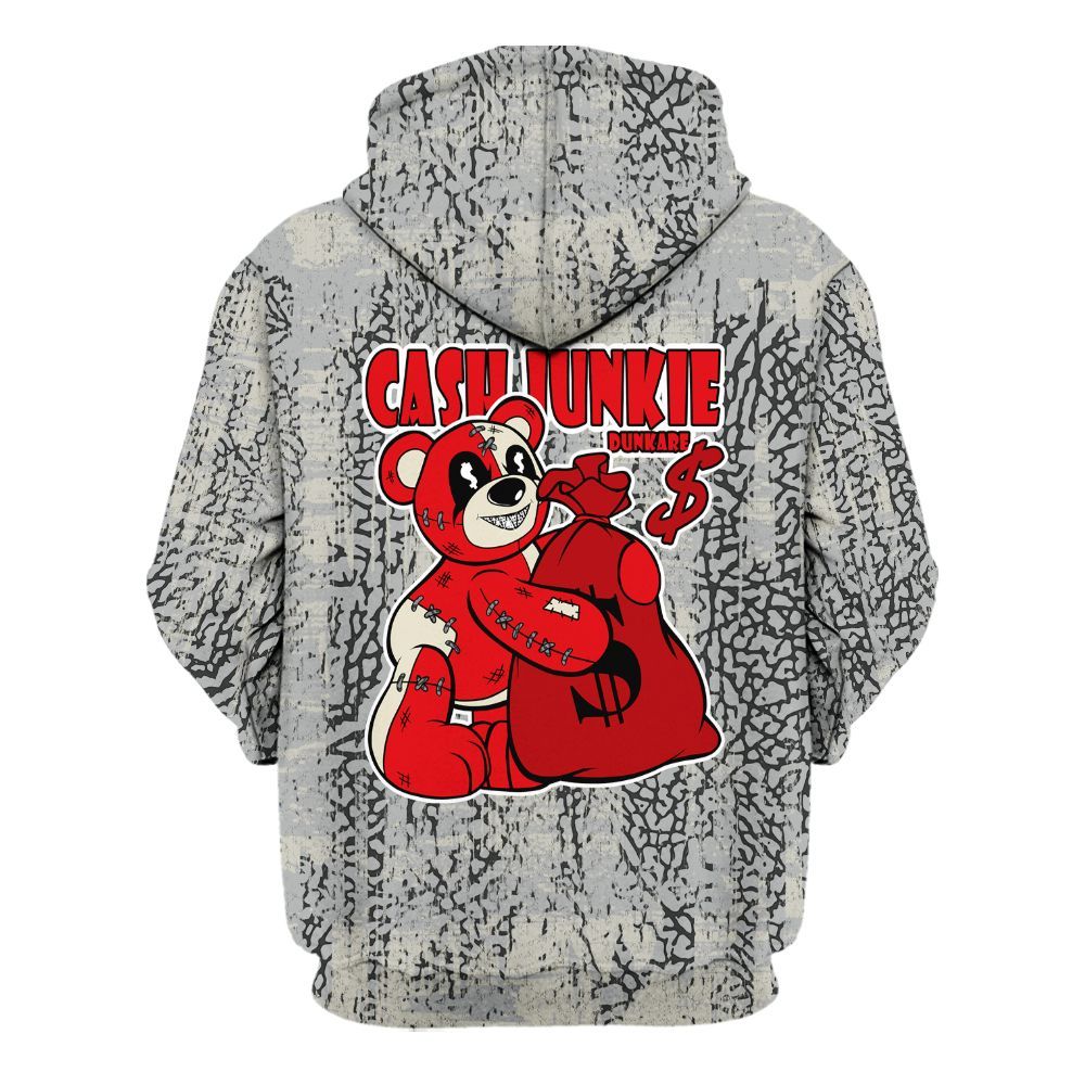 Hoodie To Match Cement Grey 3s - Cashs Junkie Bear Glitch Art All Over Print
