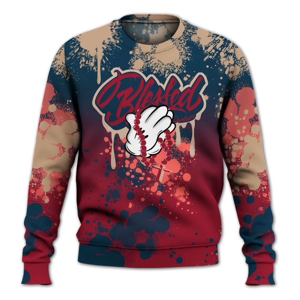 Sweatshirt To Match Mid Multi Color 2022 1s - God Blessed Ink Drip All Over Print