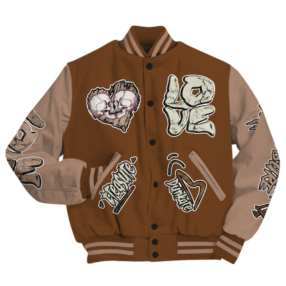 Varsity Jacket To Match Archaeo Brown 3s - Skull Bear All Over Print