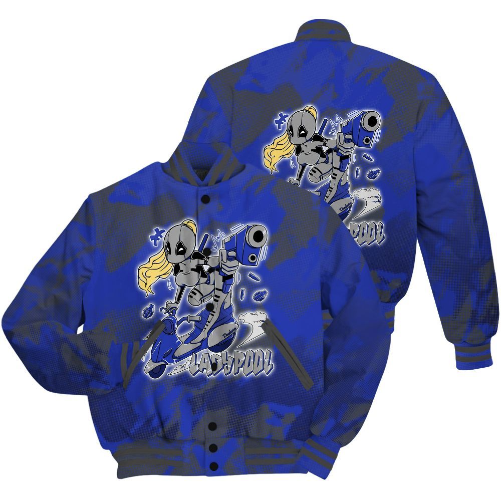 Varsity Jacket To Match Air Max Plus Black Racer Blue Shirt - Lady Pool Cartoon Abstract Halftone All Over Print
