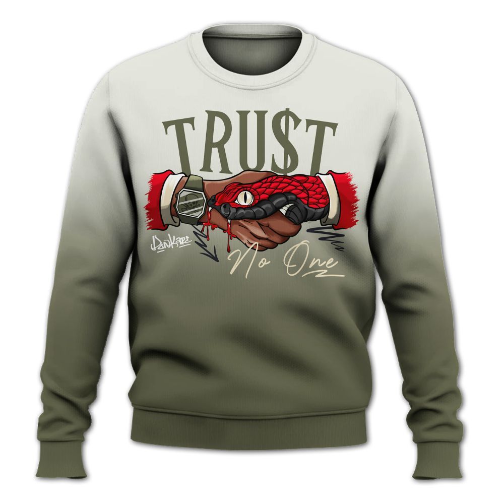 Sweatshirt To Match Low OG Medium Olive 1s - Snake Trust No One Drip All Over Print