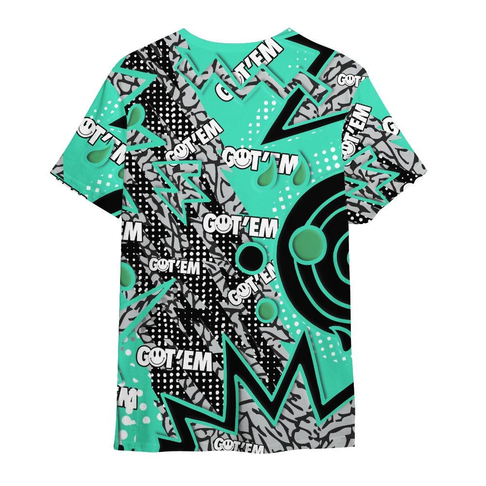 Shirt To Match Shirt Streetwear Retro Vintage 90s, 3 Green Glow T-- To Match Sneaker Black Green Glow 3s Graphic Tee NCT
