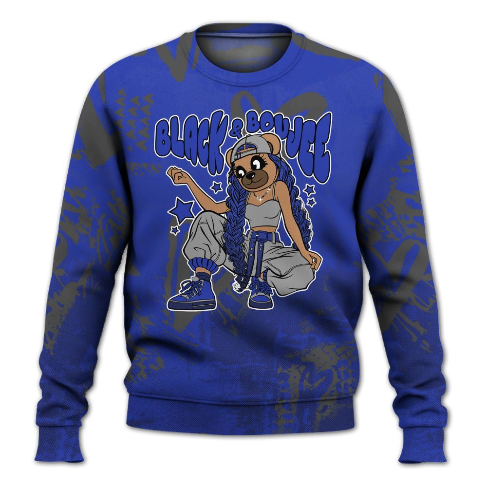 Sweatshirt To Match Air Max Plus Black Racer Blue - Boujee Girls Bear Heart Grunge All Over Print